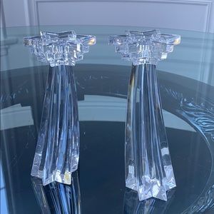 Pair new crystal star shaped candle holders by WMF